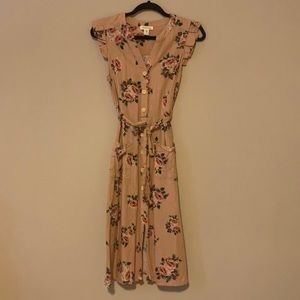 Monteau Rose Print Floral Pink Dress